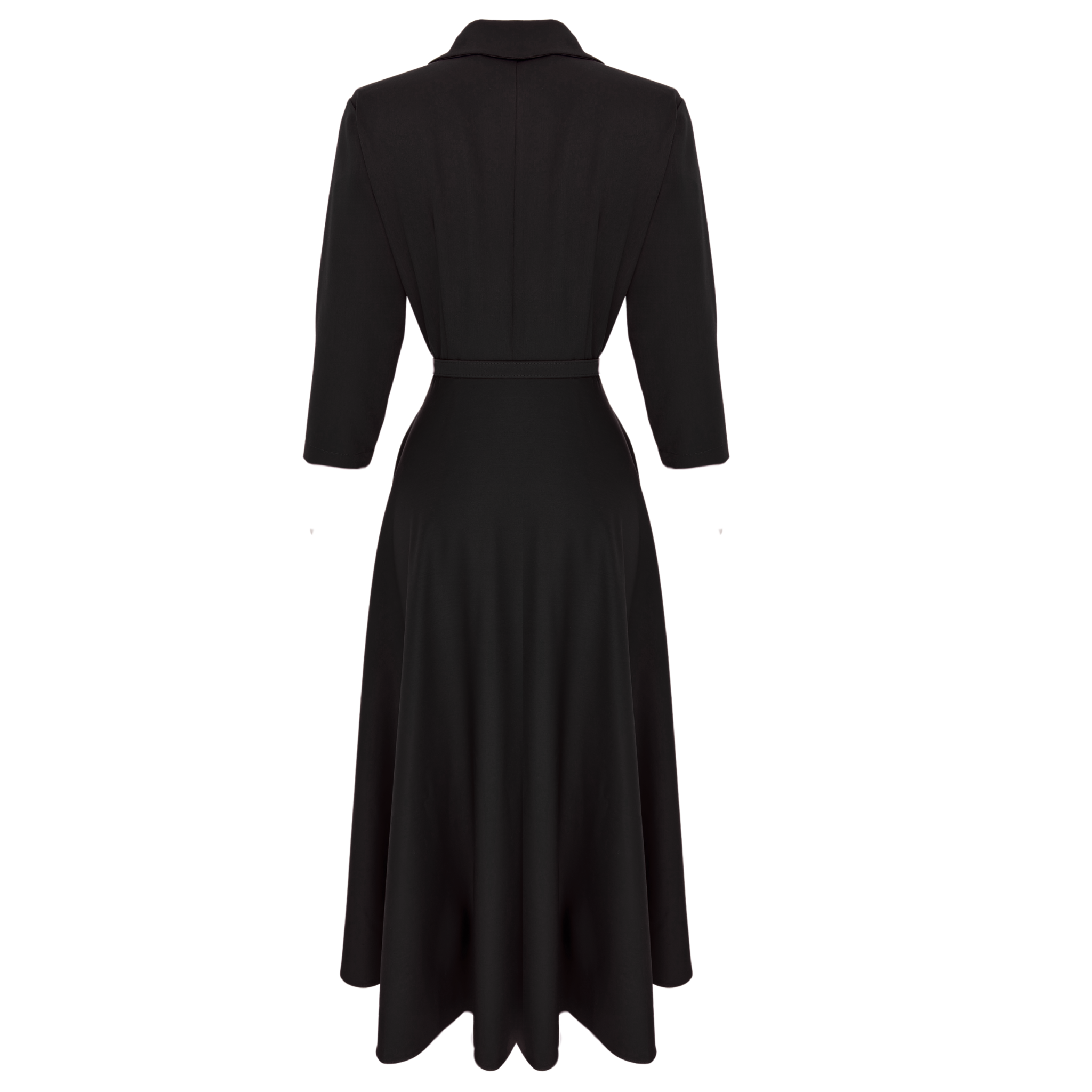 BELT DETAILED ZIPPERED COLLAR DRESS BLACK