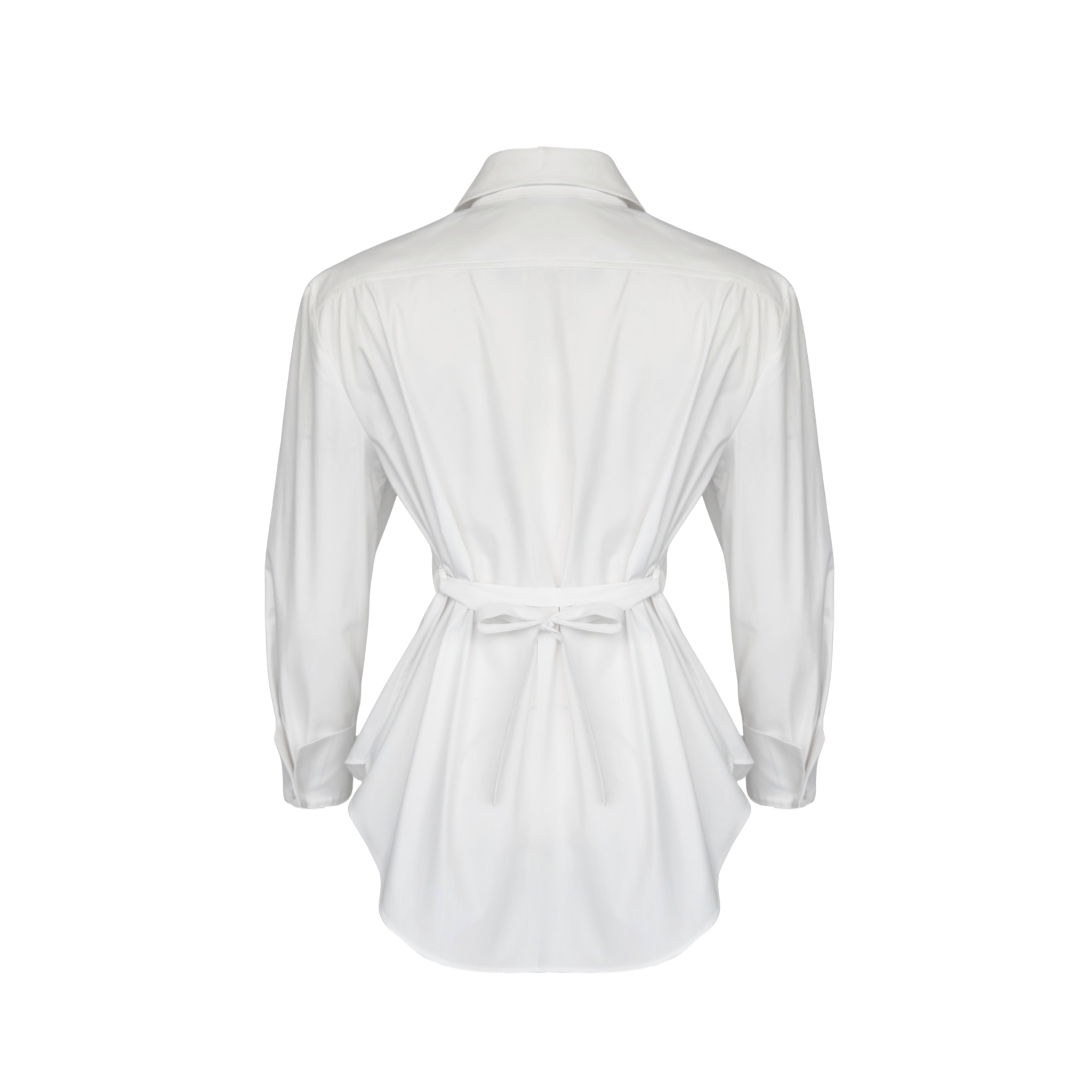 BELİ BAĞLAMA DETAY CLASSİC COTTON GÖMLEK BEYAZ