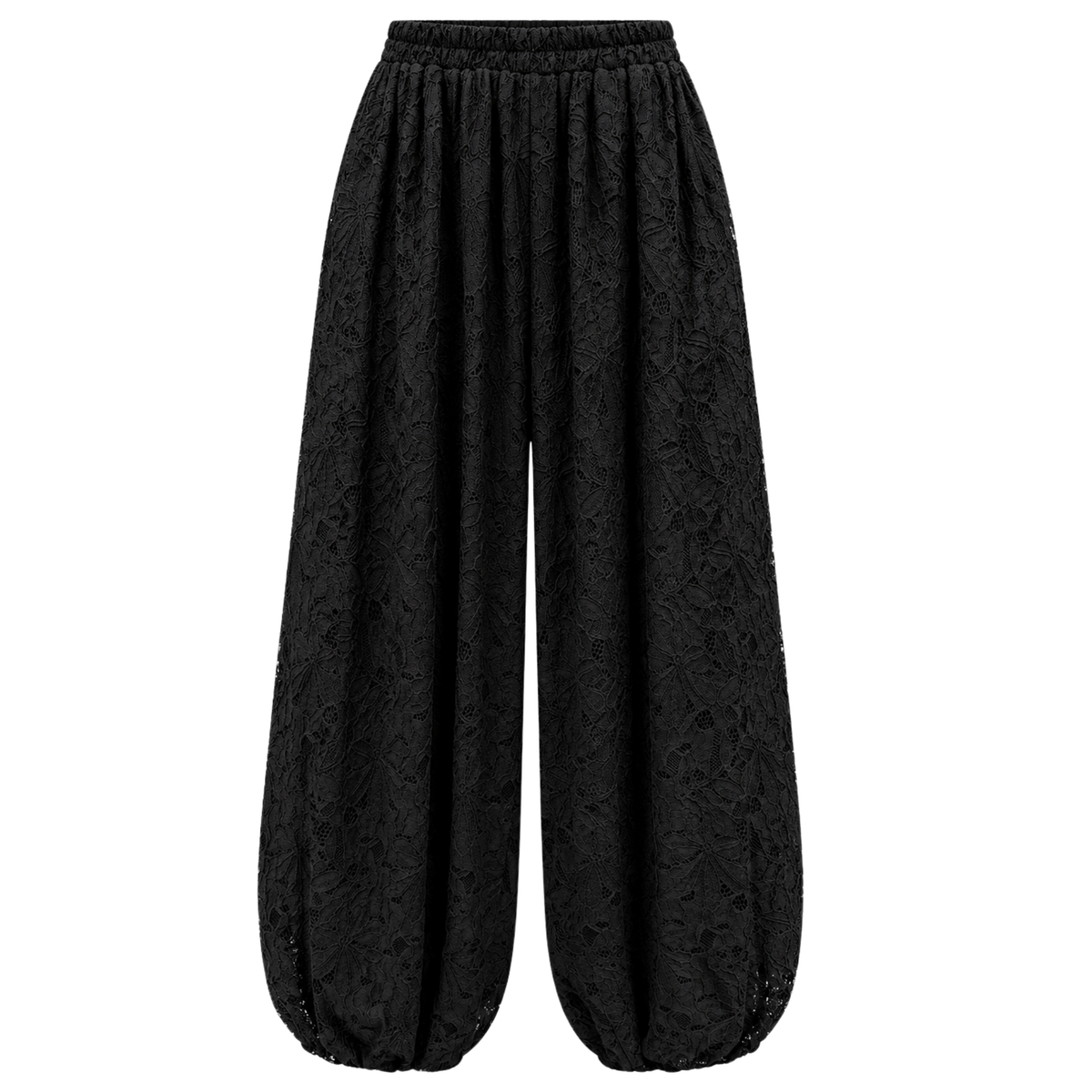 PAÇA DETAY DANTEL PANTOLON SİYAH