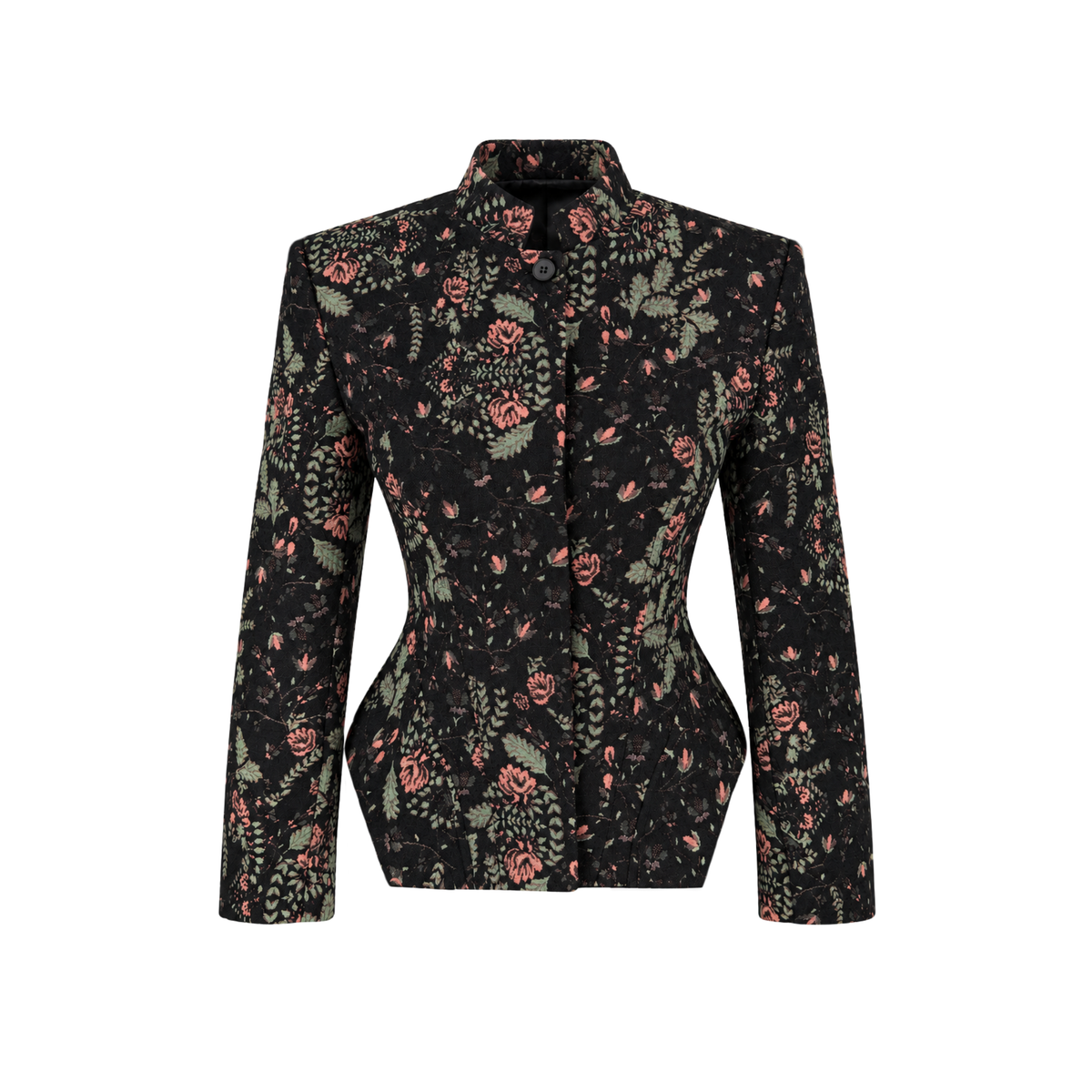 FLORAL DESEN PEPLUM CEKET SİYAH