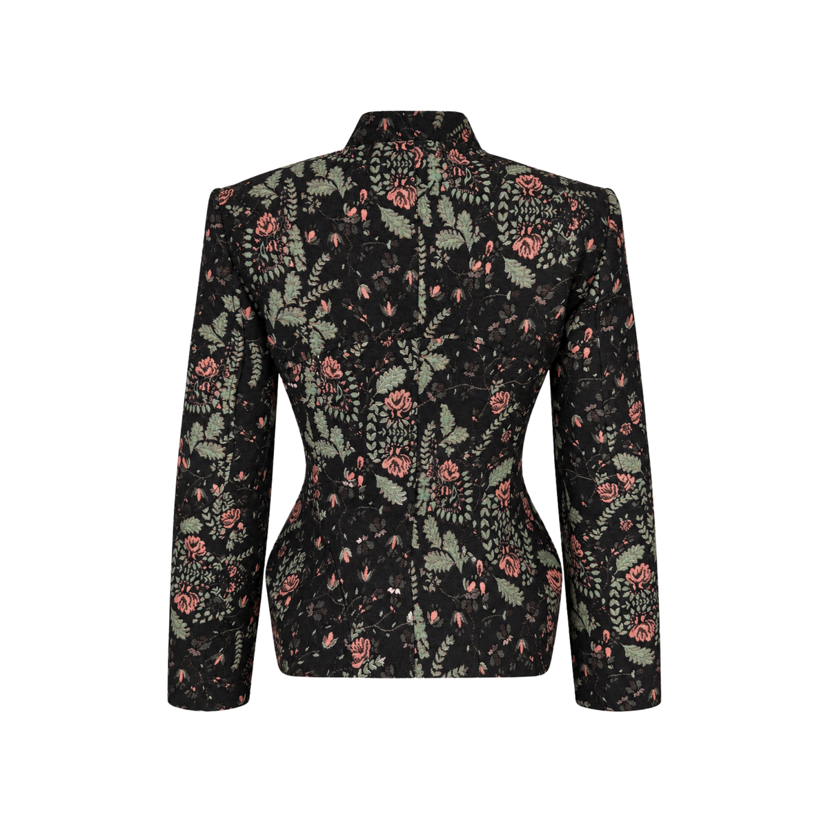 FLORAL DESEN PEPLUM CEKET SİYAH