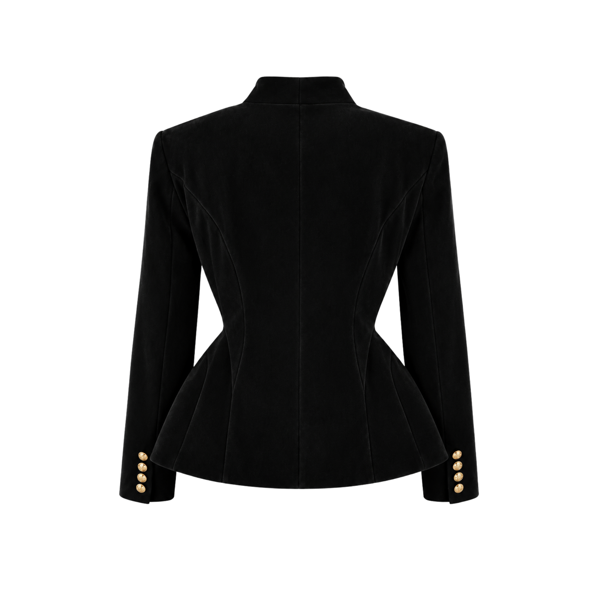GOLD DÜĞMELİ KADİFE PEPLUM CEKET SİYAH