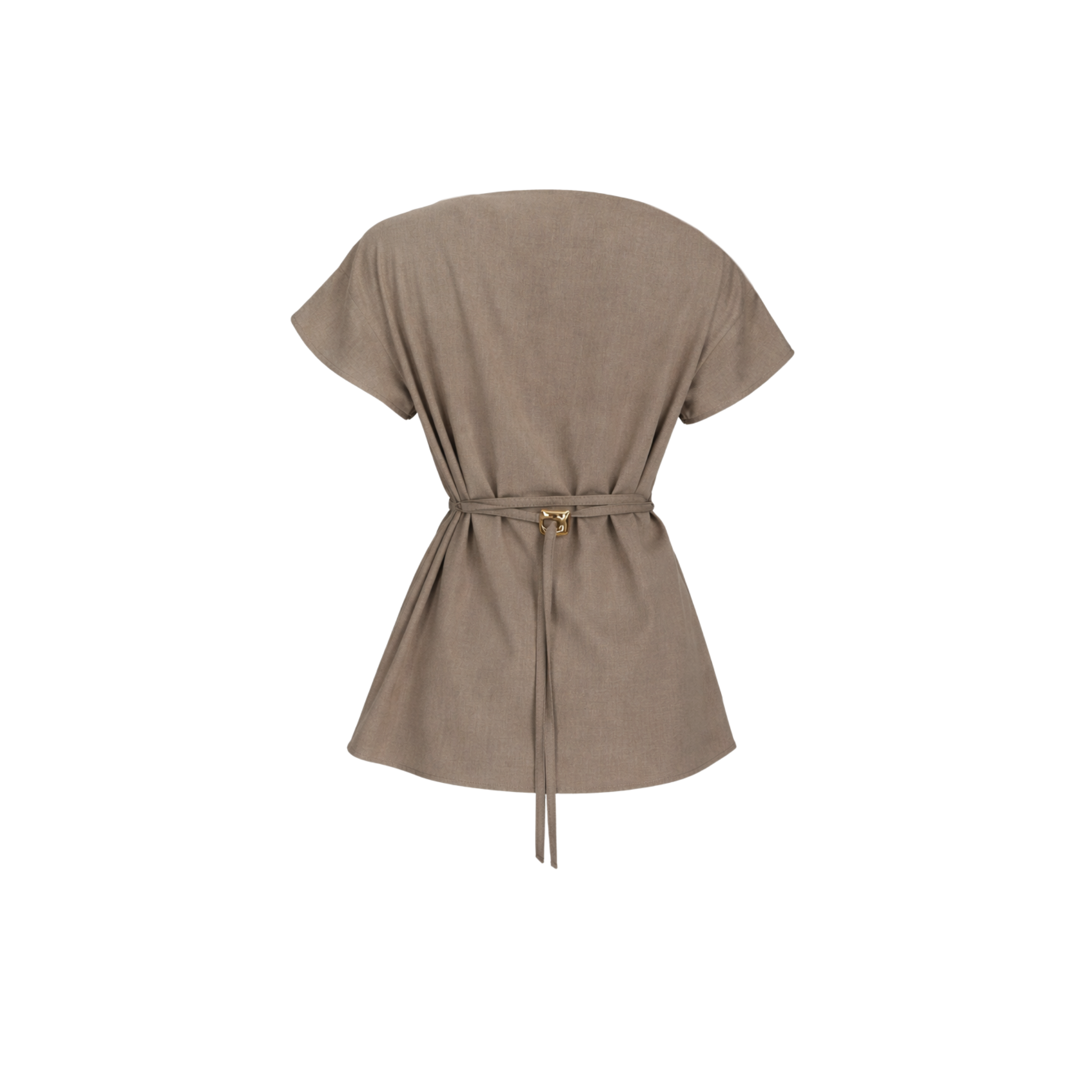 ASİMETRİK YAKA DRAPE DETAY BLUZ VİZON