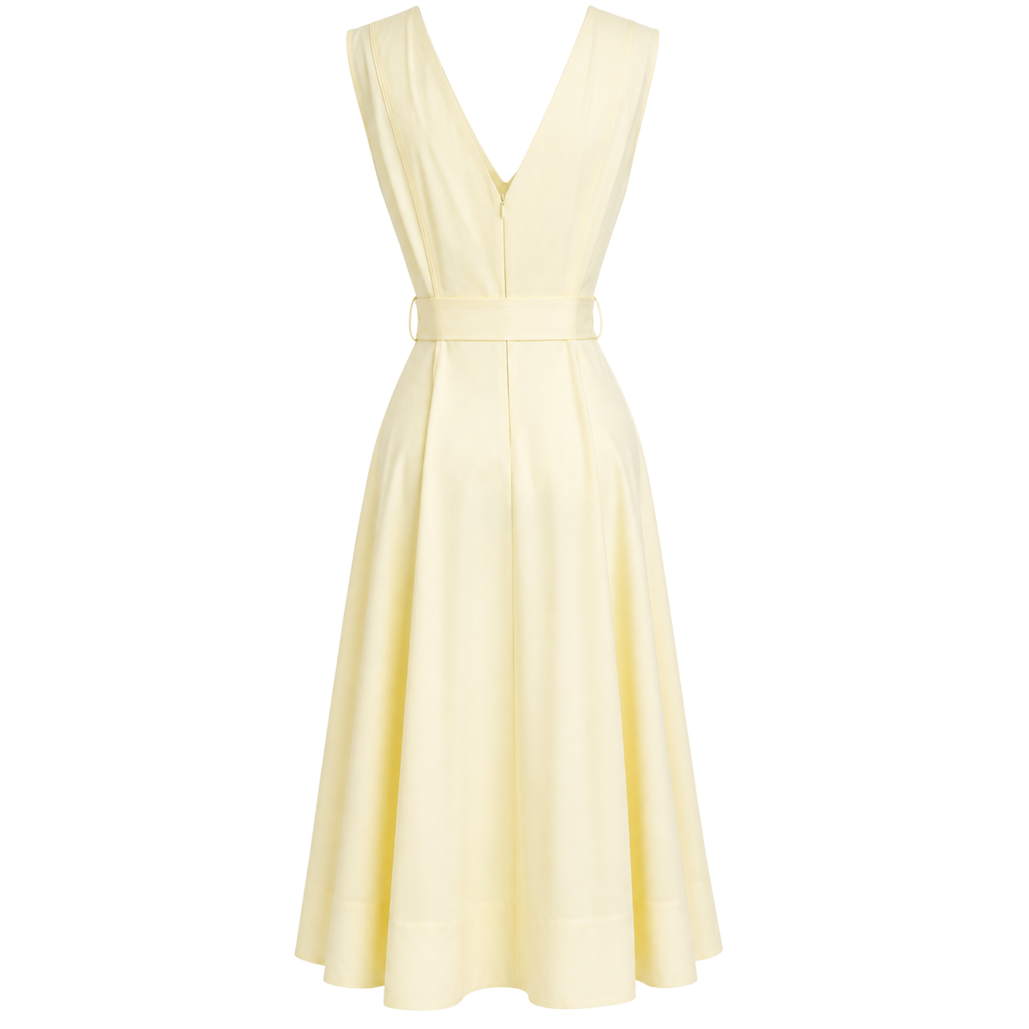 V YAKA KLOŞ MODEL COTTON ELBİSE SARI