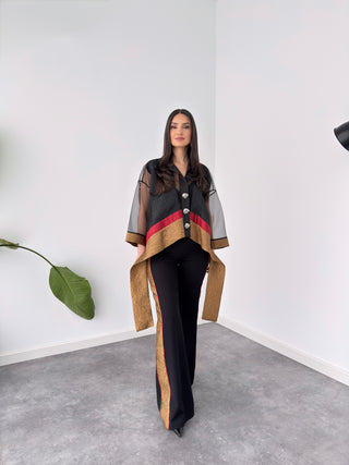 TRANSPARAN GÖMLEKLİ KUMAŞ MİX TAKIM SİYAH