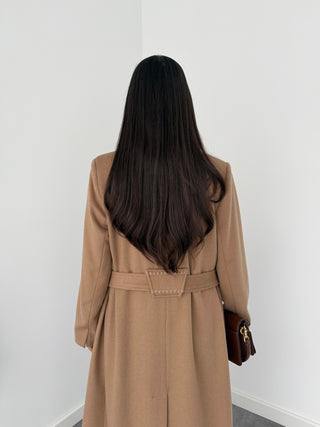 %60 YÜN İÇERİKLİ SÜS DİKİŞ DETAYLI KABAN CAMEL