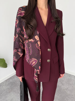 ŞAL DETAYLI TAKIM BORDO