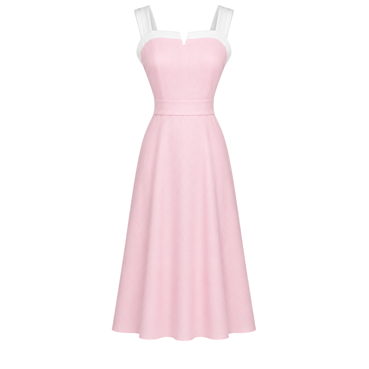 ASKILI KLOŞ MODEL KETEN ELBİSE PEMBE