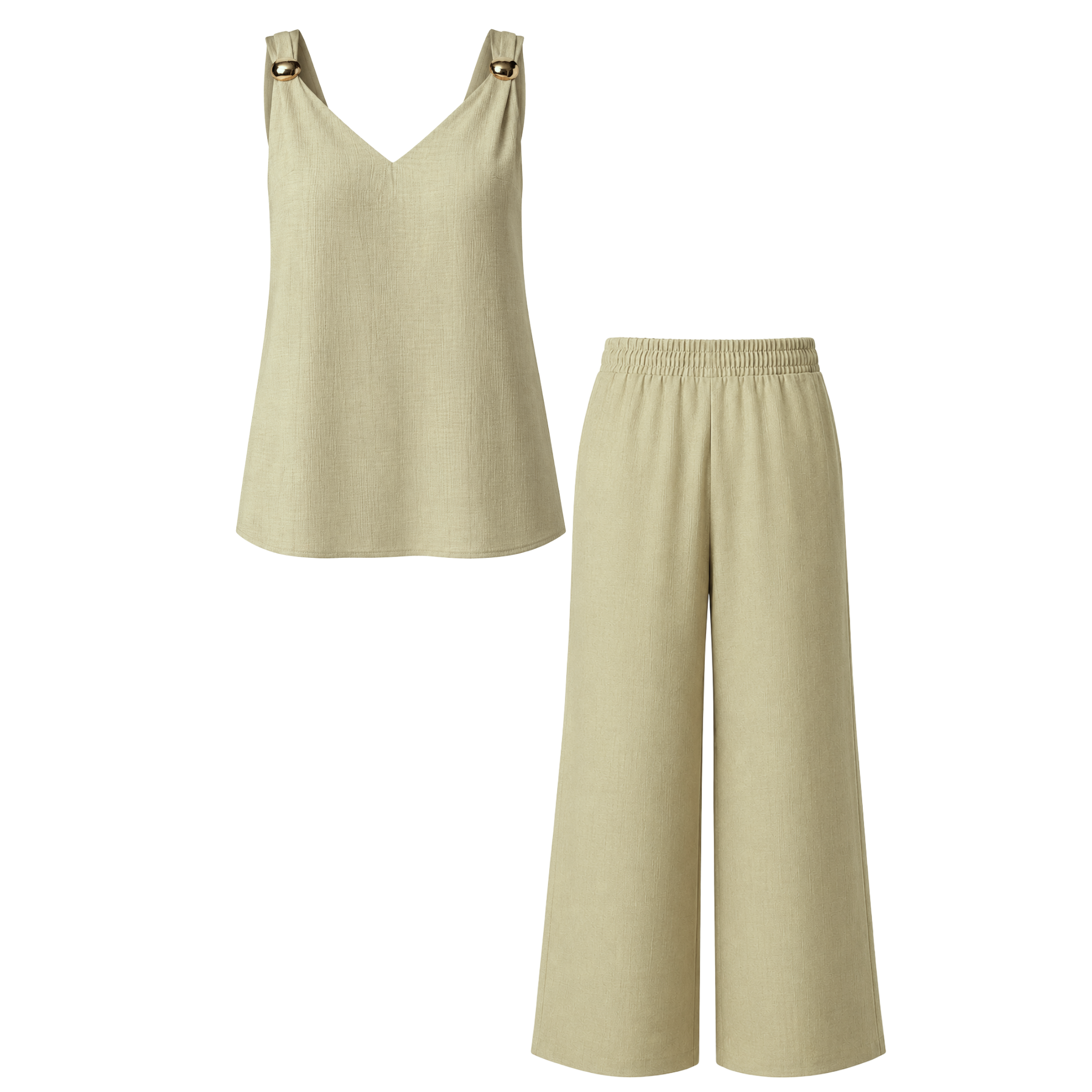 GOLD TOKA DETAY BLUZ VE PANTOLON TAKIM OLİVE