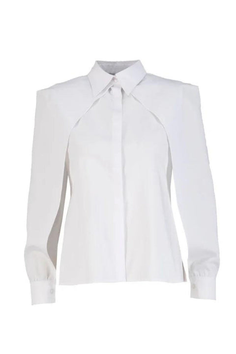 GİA KOLLARI PENCERELİ GÖMLEK BEYAZ