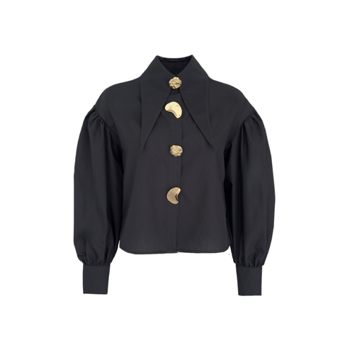 MOON TASARIM DÜĞME DETAYLI GÖMLEK SİYAH