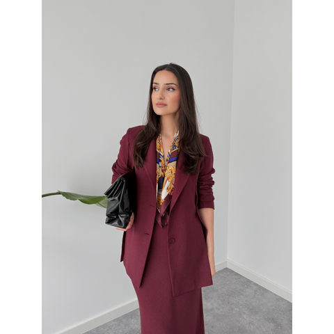 CARMEN ÇİFT YIRTMAÇ DETAYLI CEKET KIRMIZI