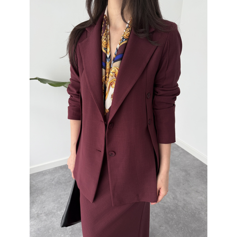 CARMEN ÇİFT YIRTMAÇ DETAYLI CEKET KIRMIZI