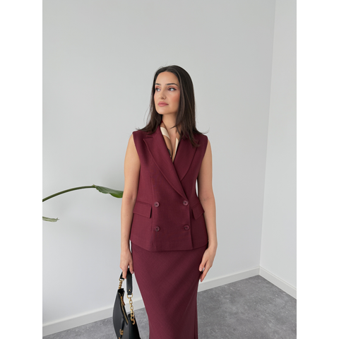 CARMEN ÇİFT DÜĞMELİ YELEK BORDO