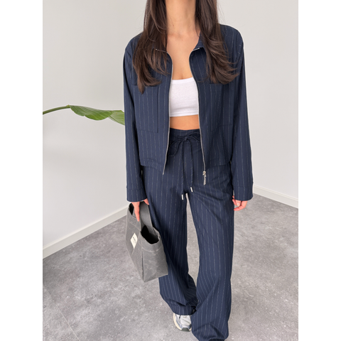 DORY ÇİZGİLİ PALAZZO PANTOLON LACİVERT