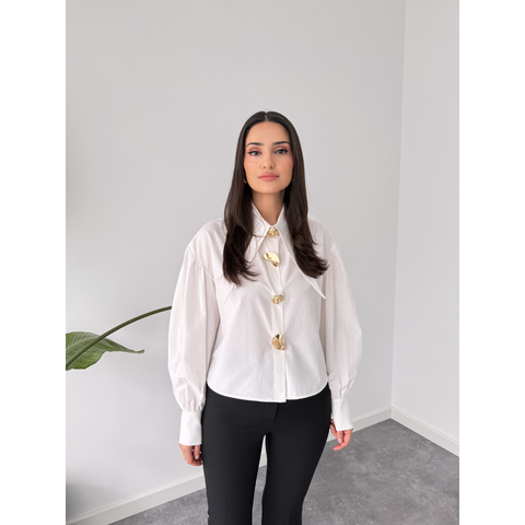 MOON TASARIM DÜĞME DETAYLI GÖMLEK EKRU