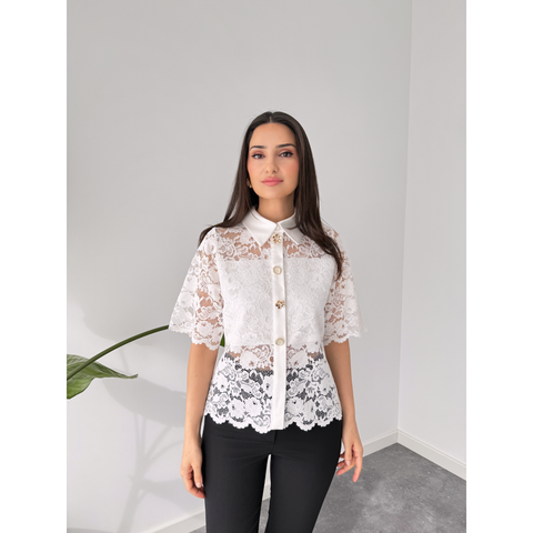 RİA TAŞ DÜĞMELİ GÜPÜR GÖMLEK EKRU