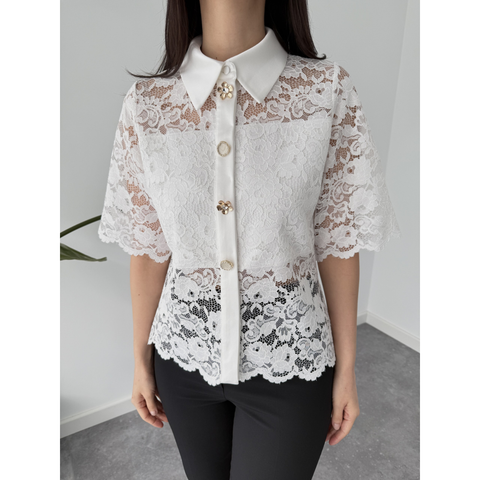 RİA TAŞ DÜĞMELİ GÜPÜR GÖMLEK EKRU