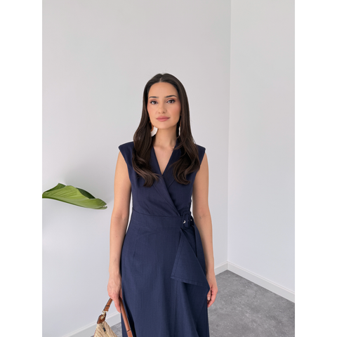 GINA KRUVAZE MODEL COTTON ELBİSE LACİVERT