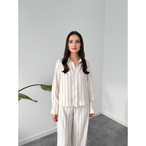 JOY ÇİZGİ DETAY DÖKÜMLÜ GÖMLEK