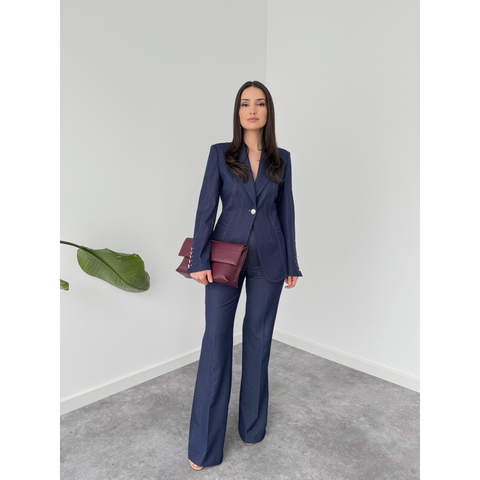 GOLD DÜĞME DETAYLI DENİM TAKIM