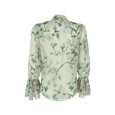 FLORAL DESEN KOLLARI VOLANLI ŞİFON BLUZ