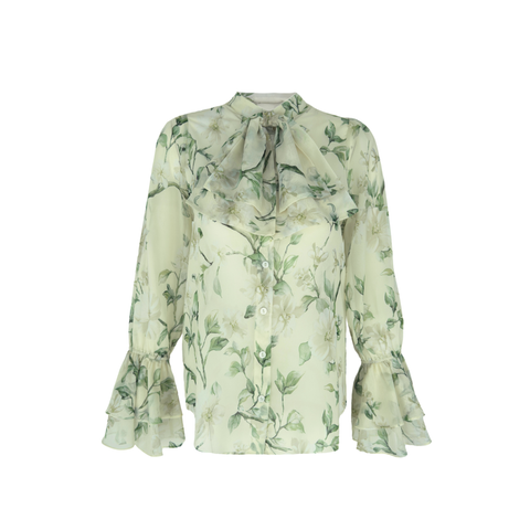 FLORAL DESEN KOLLARI VOLANLI ŞİFON BLUZ