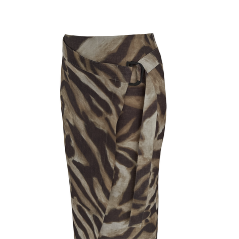 ZEBRA DESEN %100 KETEN KRUVAZE ETEK