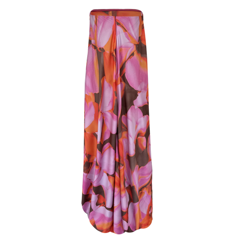 FLORAL DESEN STRAPLEZ ELBİSE