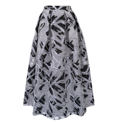 PİLE DETAY JAKARLI ETEK GRİ