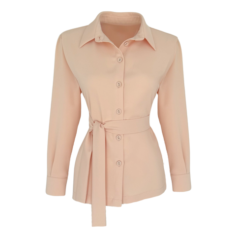 BELDEN BAĞLAMA DETAYLI KREP TAKIM SOMON