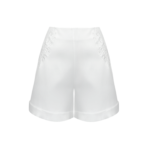 SHERRİ NAKIŞ DETAYLI PAMUK SATEN ŞORT