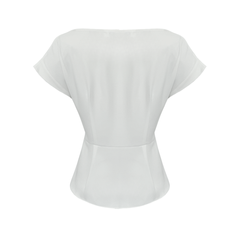 DRAPE DETAYLI DÜŞÜK OMUZ  KREP BLUZ EKRU