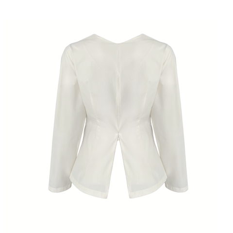 KRUVAZE MODEL SIRTI FERMUAR DETAYLI BLUZ EKRU