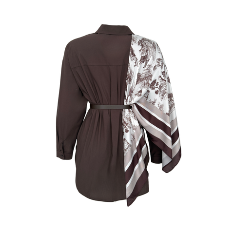 ŞAL VE KEMER DETAYLI GÖMLEK KAHVE