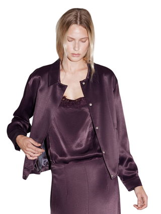 JULIET %100 RAYON SATEN IŞILTILI BOMBER CEKET MOR