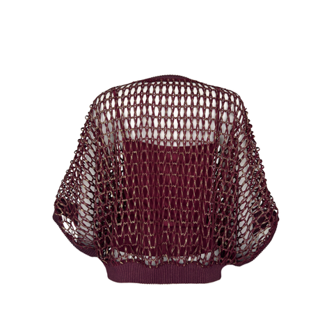 GOLD BASKILI OVERSİZE FİLE BLUZ BORDO