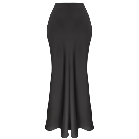 BELİ LASTİKLİ MAKSİ BOY PAMUK SATEN ETEK SİYAH