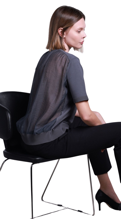 SIRTI TRANSPARAN DETAY MERSERİZE TRİKO GRİ