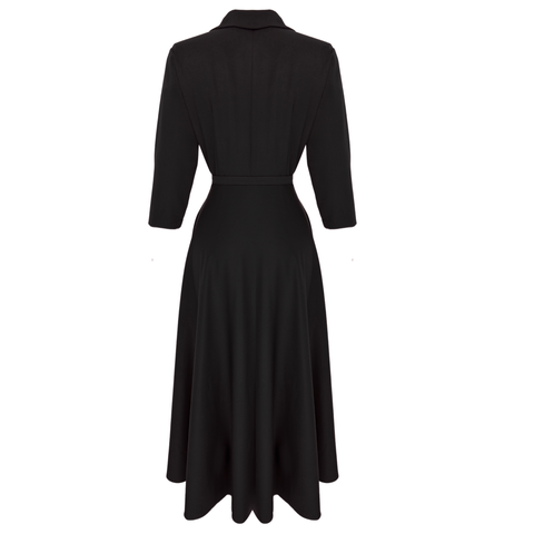 BELT DETAILED ZIPPERED COLLAR DRESS BLACK