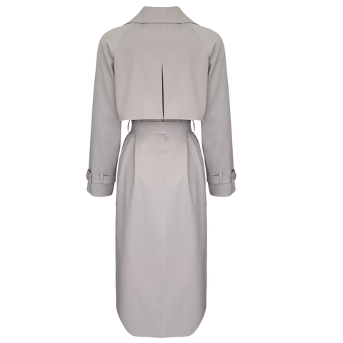 YANLARDAN DÜĞME DETAYLI KRUVAZE MODEL TRENÇKOT TAŞ