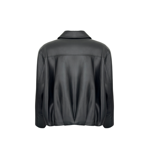 OVERSİZE SUNİ DERİ BOMBER CEKET SİYAH