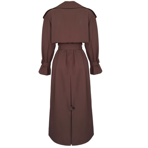 LUISA MAKSİ BOY TRENÇKOT KAHVE