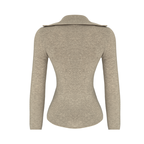 ÇİFT FERMUAR DETAY YÜN KARIŞIMLI TRİKO