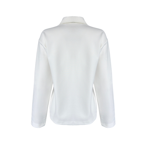 KUMAŞ MİX YAKASI FERMUARLI SWEATSHIRT EKRU