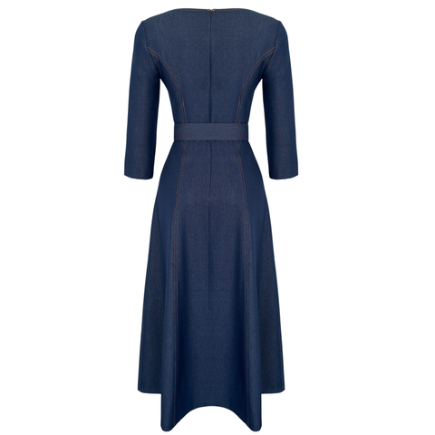 TRUVAKAR KOL KEMERLİ DENİM ELBİSE