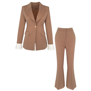ÇIKARILABİLİR MANŞET DETAYLI TAKIM CAMEL