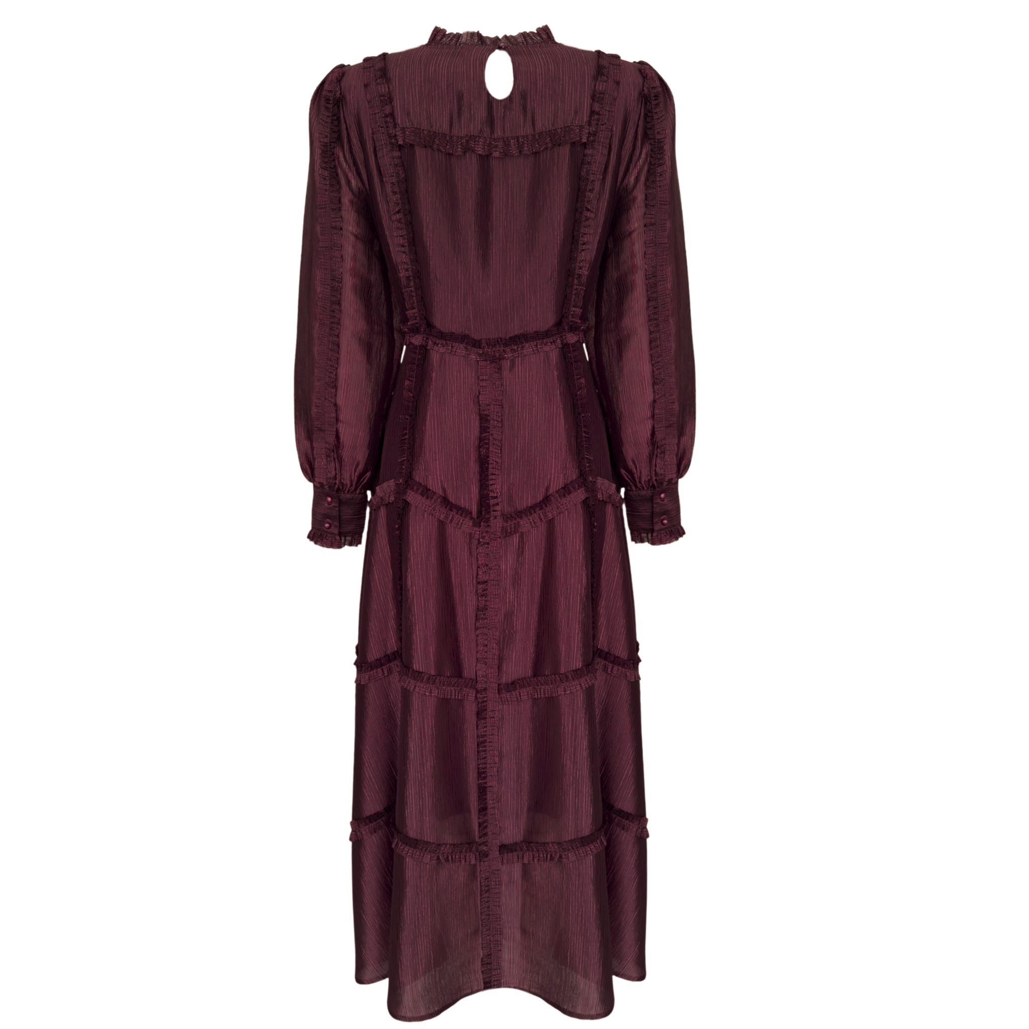 ELIZA FIRFIR DETAYLI ELBİSE BORDO