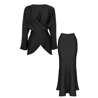 %100 RAYON SATEN IŞILTILI TAKIM SİYAH