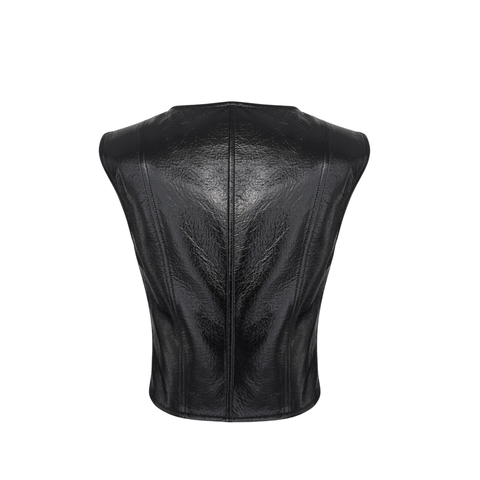 SHİNE RUGAN GÖRÜNÜMLÜ YELEK SİYAH